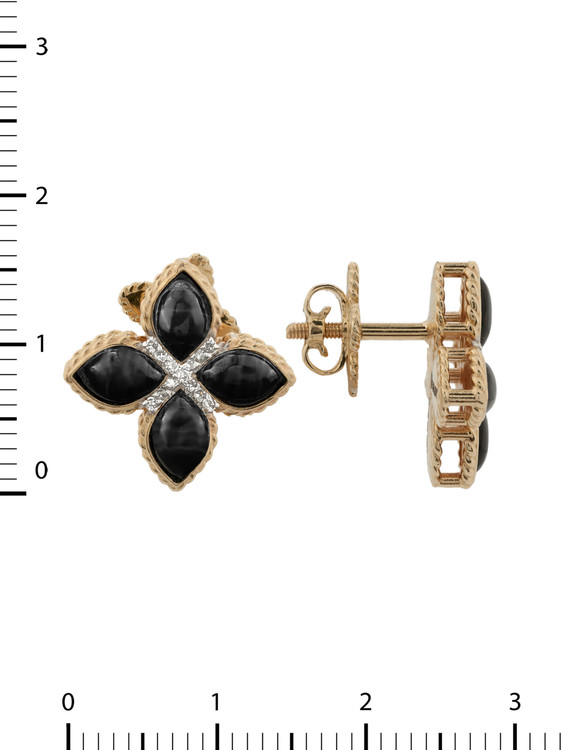 Серьги из золота c бриллиантами и ониксом