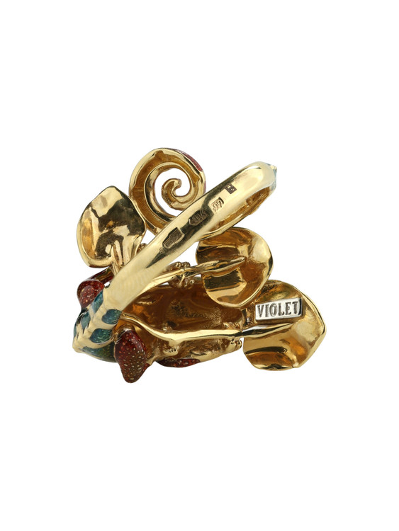 Кольцо из лимонного золота c эмалью