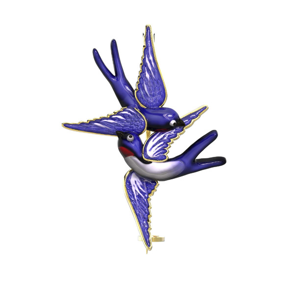 Брошь из лимонного золота c эмалью