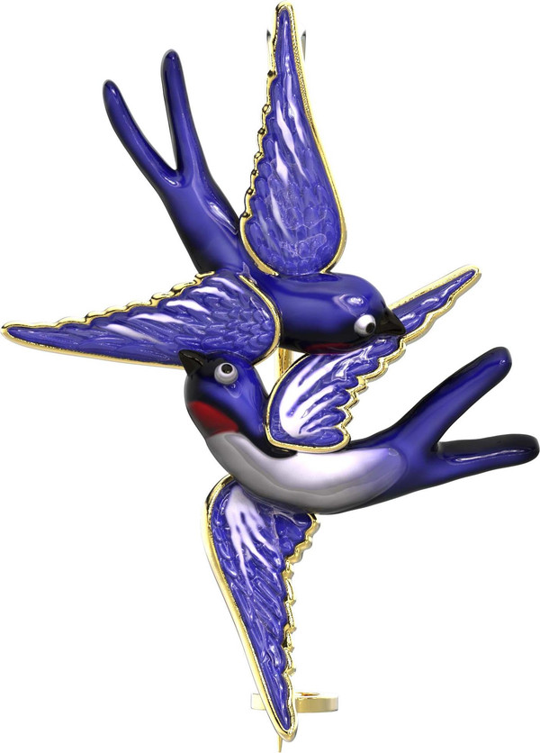 Брошь из лимонного золота c эмалью