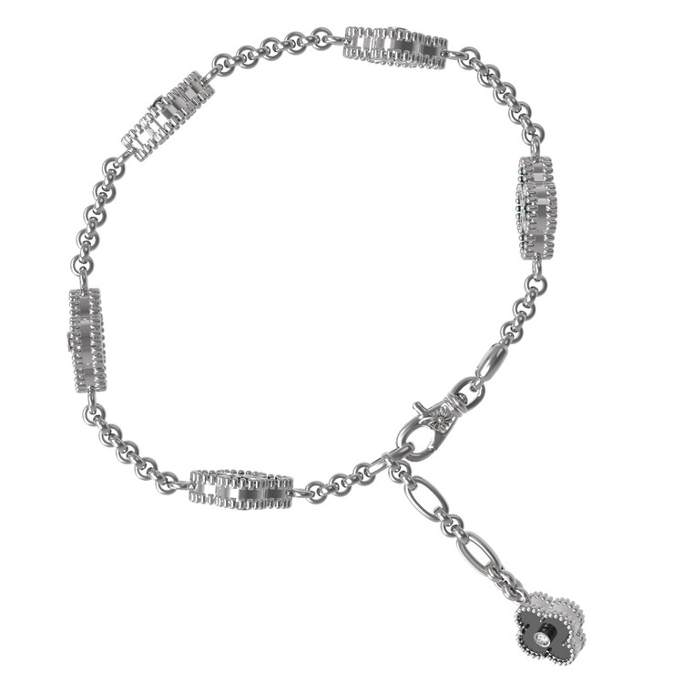 Браслет из белого золота c бриллиантами и ониксом