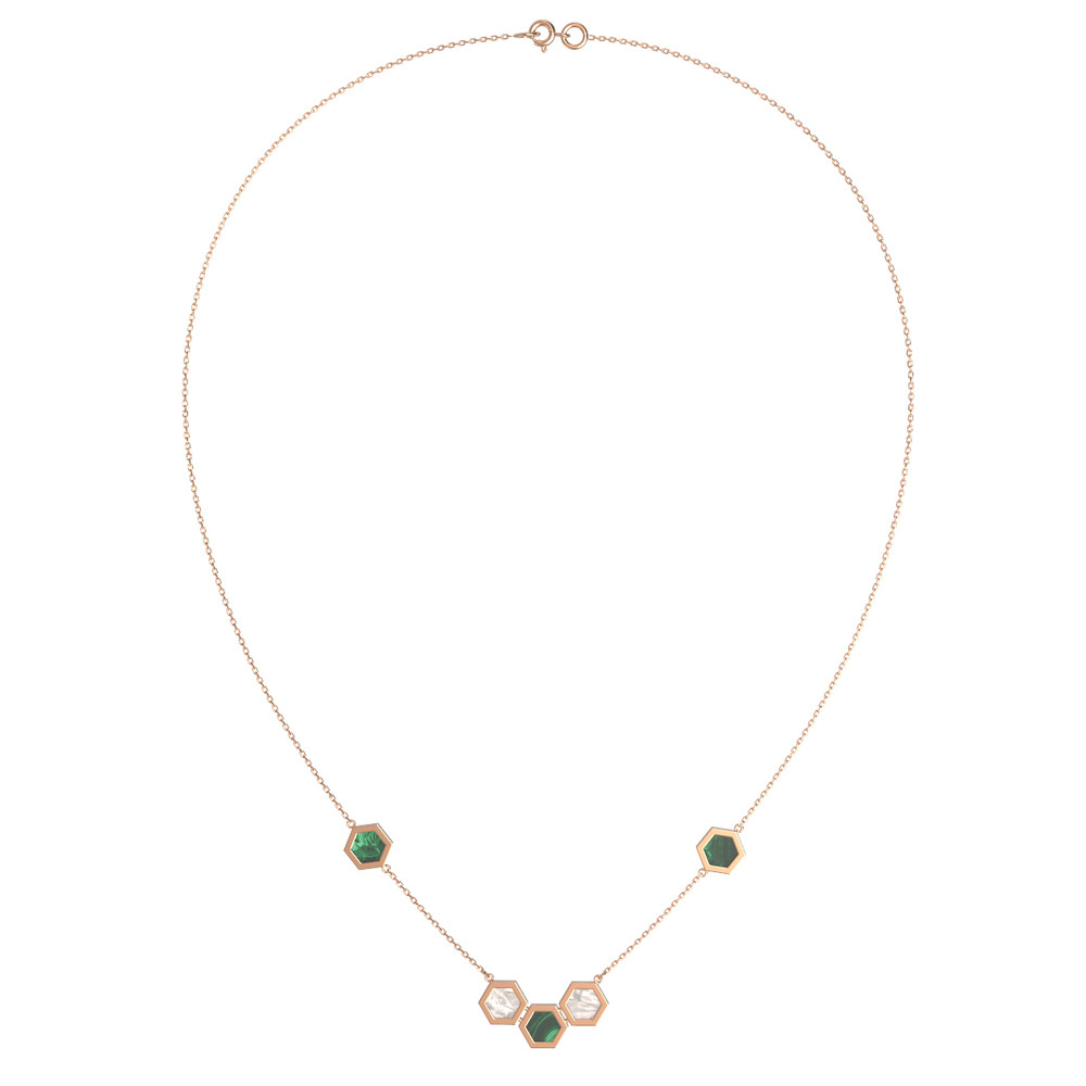 Колье из золота c малахитом и перламутром