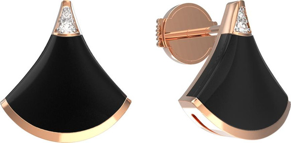 Серьги из золота c бриллиантами и ониксом