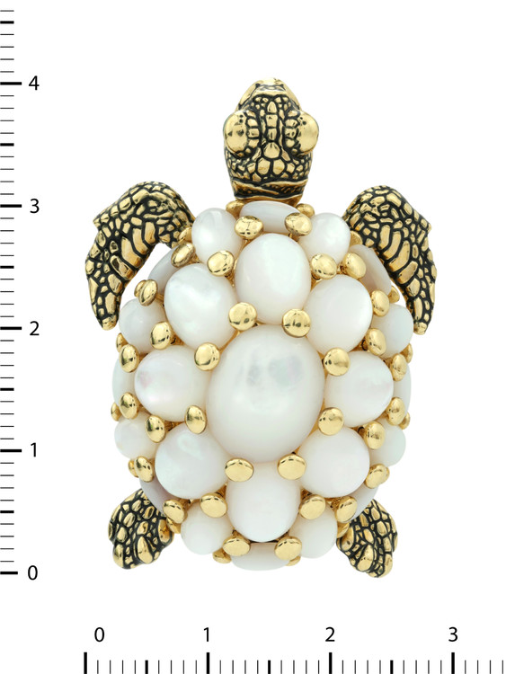 Брошь из лимонного золота c эмалью и перламутром