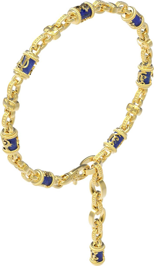 Браслет из лимонного золота c лазуритом