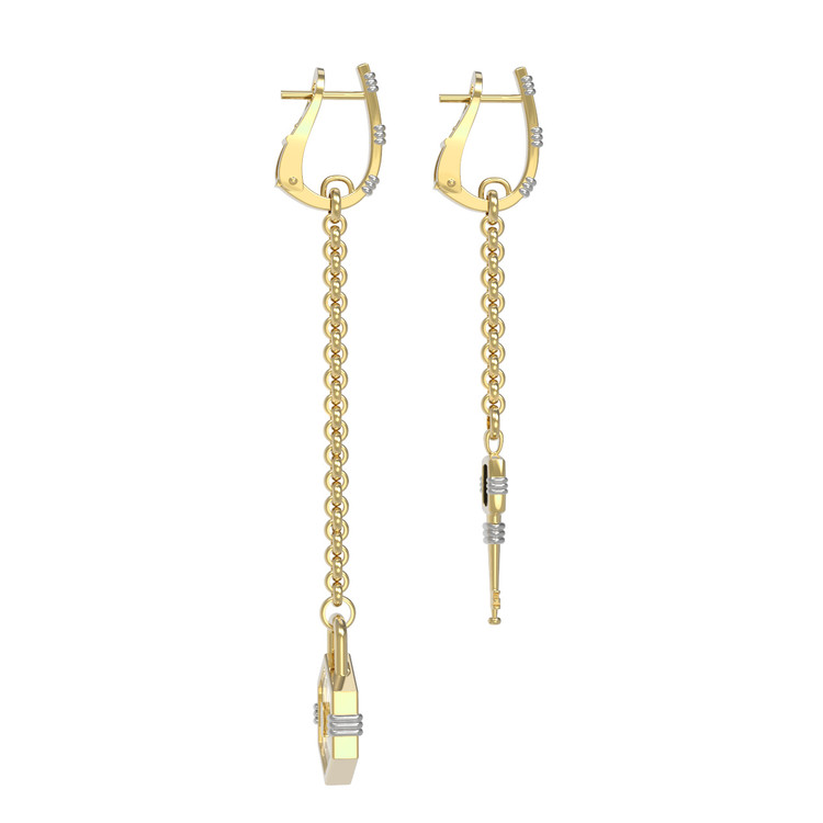 Серьги из лимонного золота c ониксом и перламутром