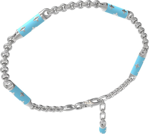 Браслет из белого золота c эмалью