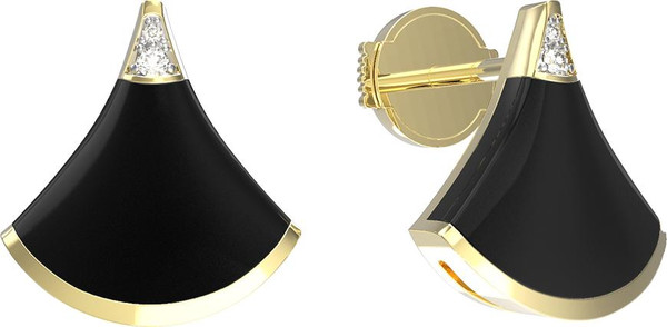 Серьги из лимонного золота c бриллиантами и ониксом