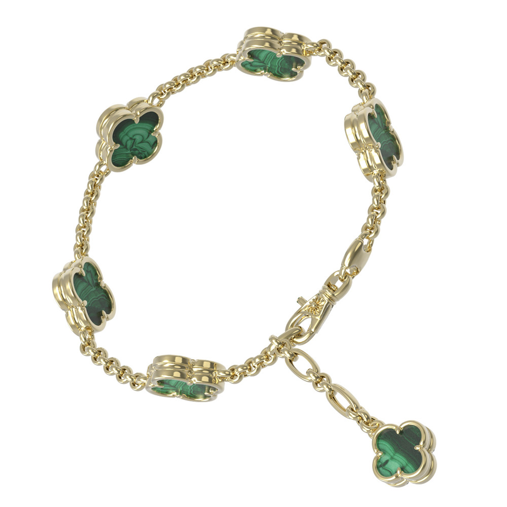 Браслет из лимонного золота c малахитом