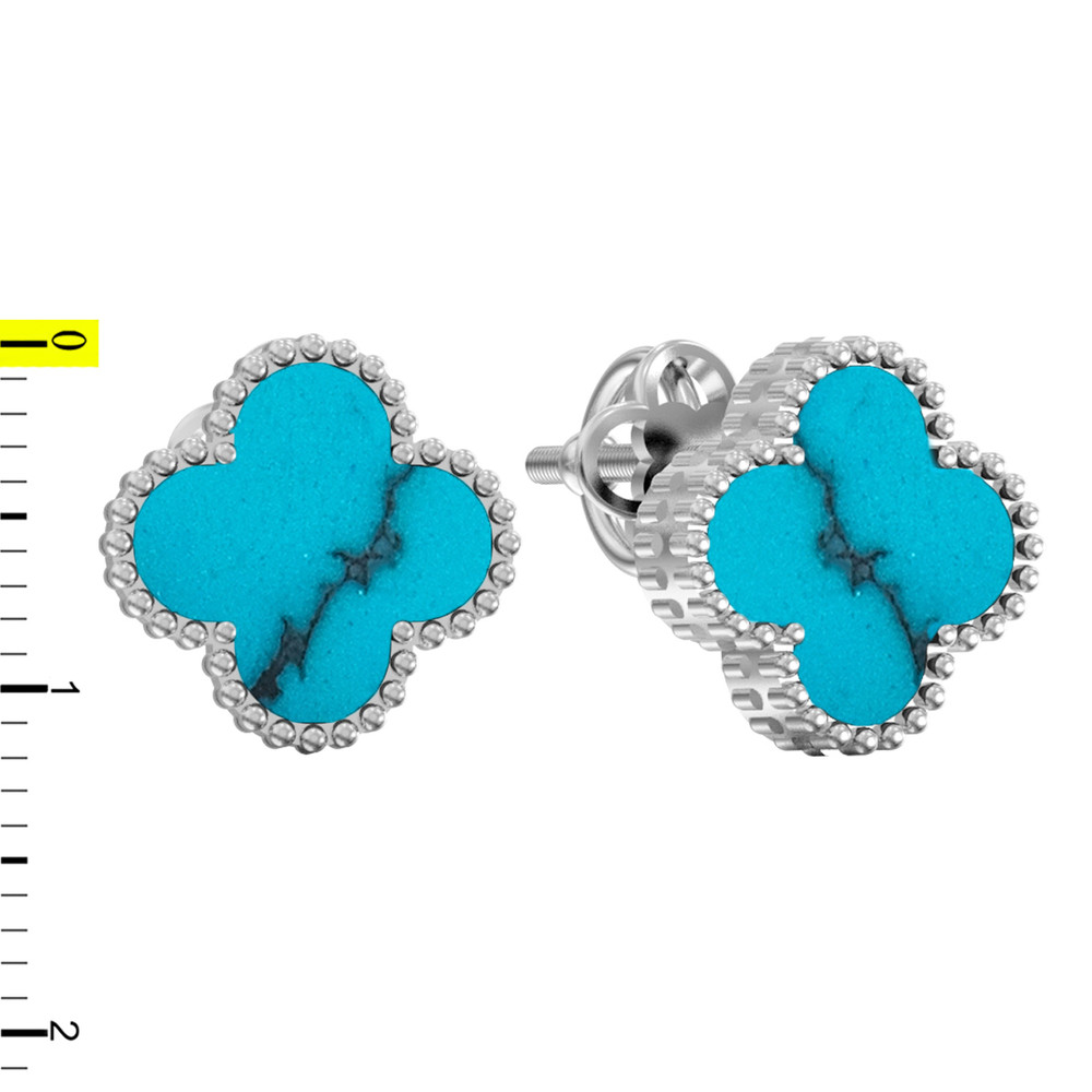 Серьги из белого золота c бирюзой