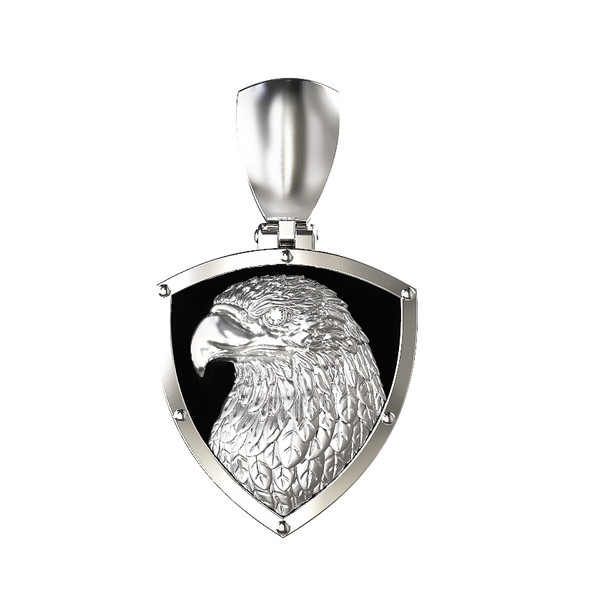 Подвеска из белого золота c бриллиантами и ониксом