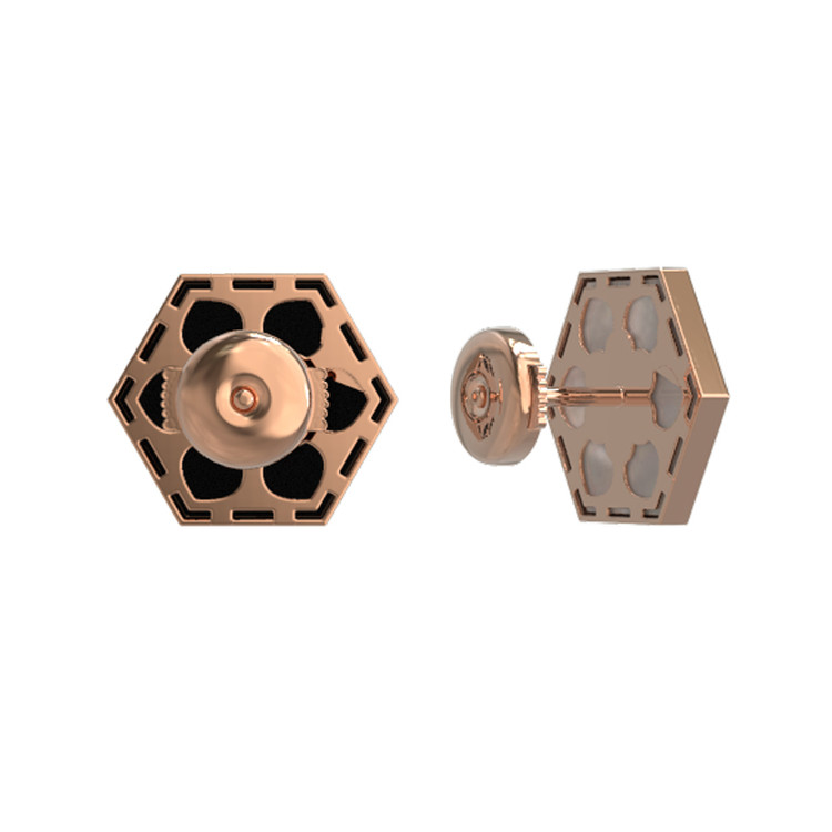 Серьги из золота c ониксом и перламутром