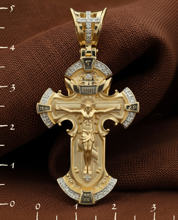Крест из лимонного золота c бриллиантами