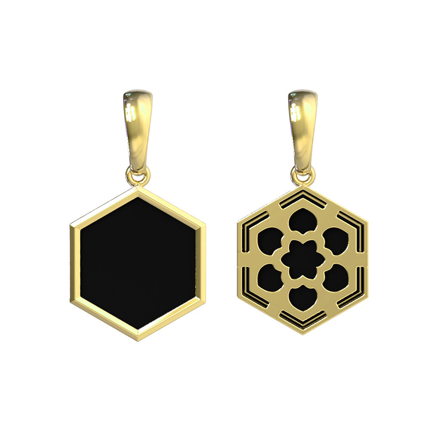 Подвеска из лимонного золота c ониксом