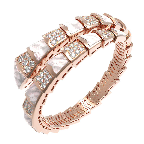 Браслет из золота c бриллиантами и перламутром