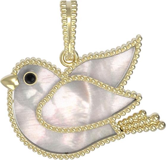 Подвеска из лимонного золота c эмалью и перламутром