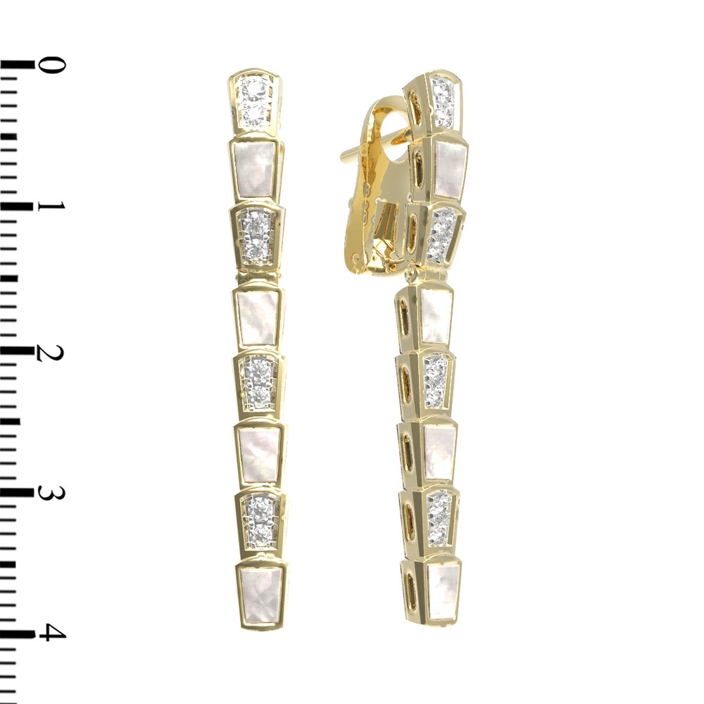 Серьги из лимонного золота c бриллиантами и перламутром