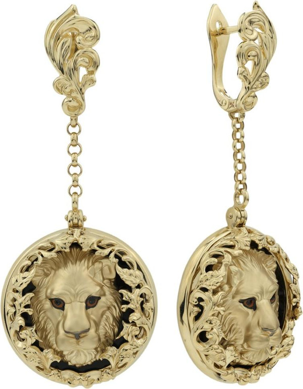 Серьги из лимонного золота c эмалью и ониксом