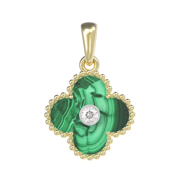 Подвеска из лимонного золота c бриллиантами и малахитом