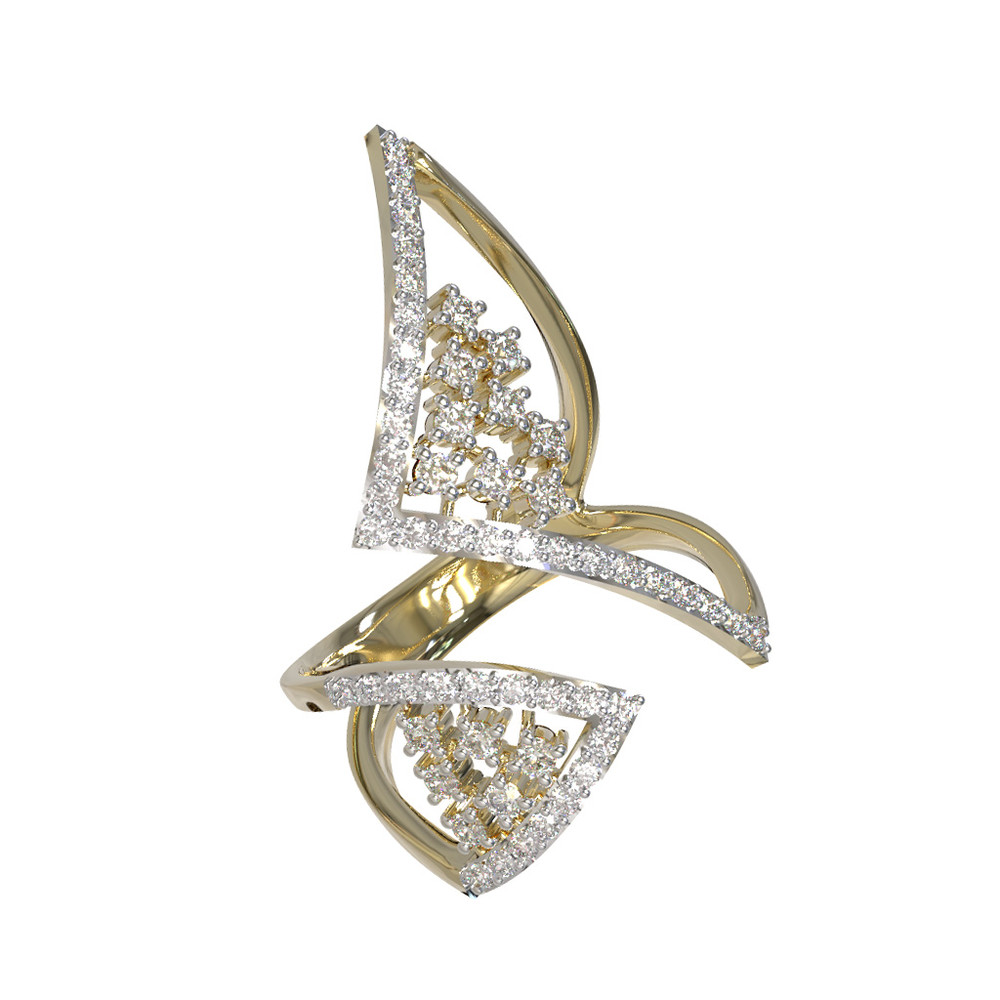 Кольцо из лимонного золота c бриллиантами