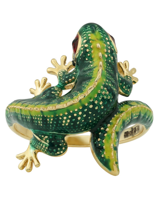 Кольцо из лимонного золота c эмалью