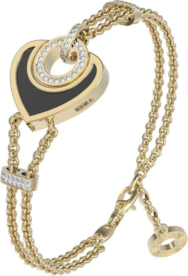 Браслет из лимонного золота c бриллиантами, ониксом и перламутром