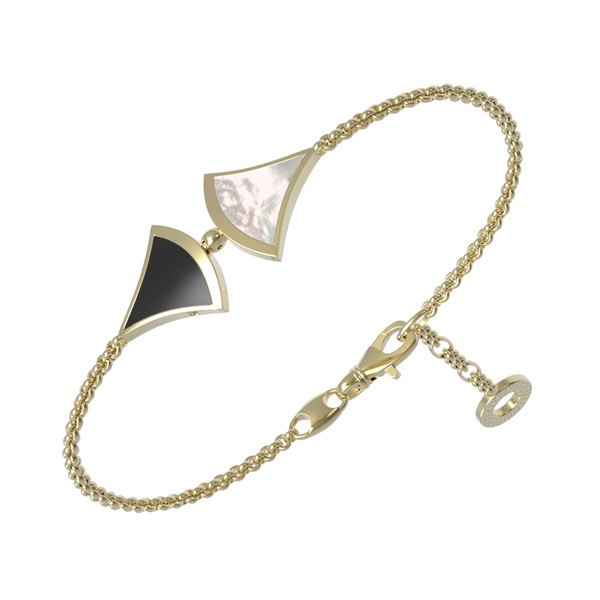 Браслет из лимонного золота c ониксом и перламутром