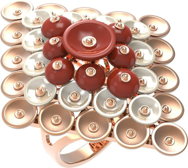 Кольцо из золота c агатом и перламутром