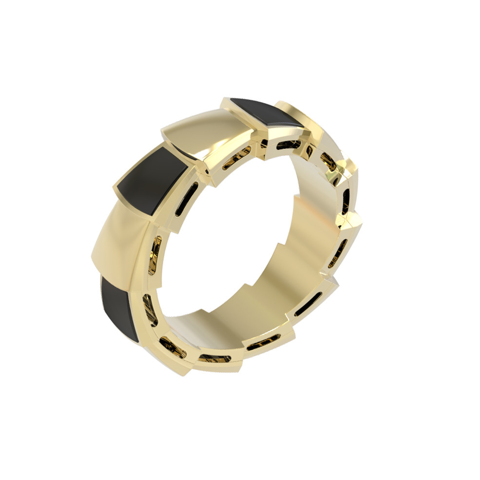 Кольцо из лимонного золота c ониксом