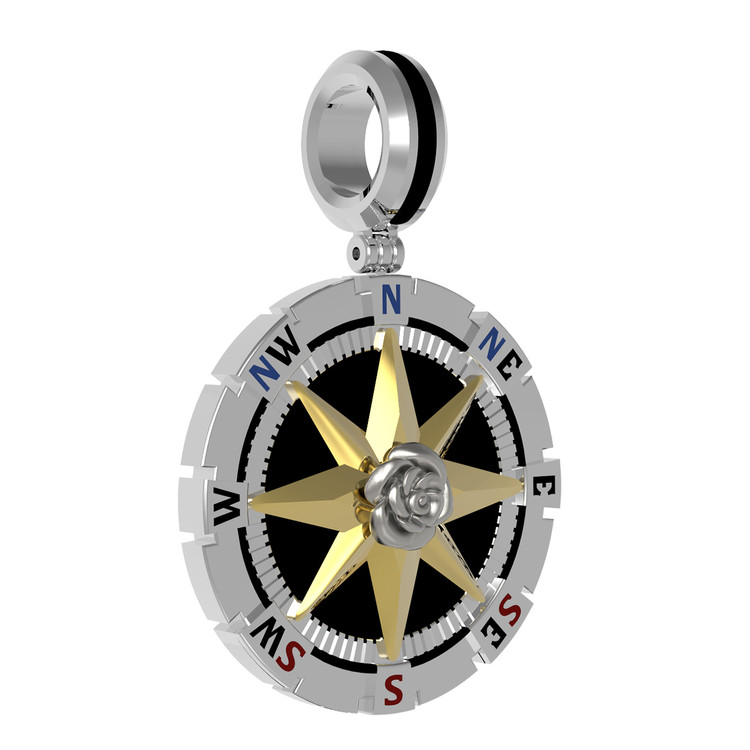 Подвеска из белого золота c эмалью и ониксом