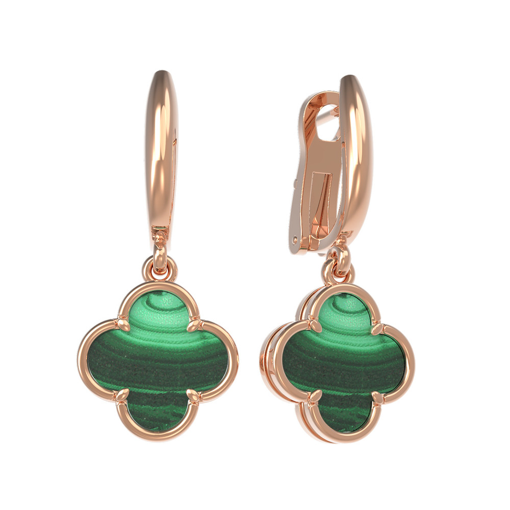 Серьги из золота c малахитом