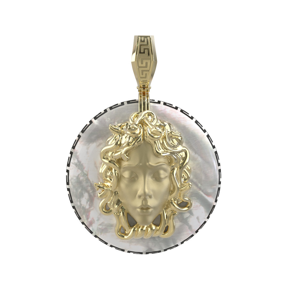 Подвеска из лимонного золота c эмалью и перламутром