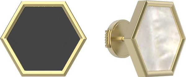 Серьги из лимонного золота c ониксом и перламутром