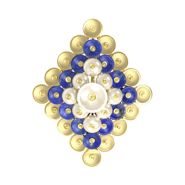 Подвеска из лимонного золота c лазуритом и перламутром