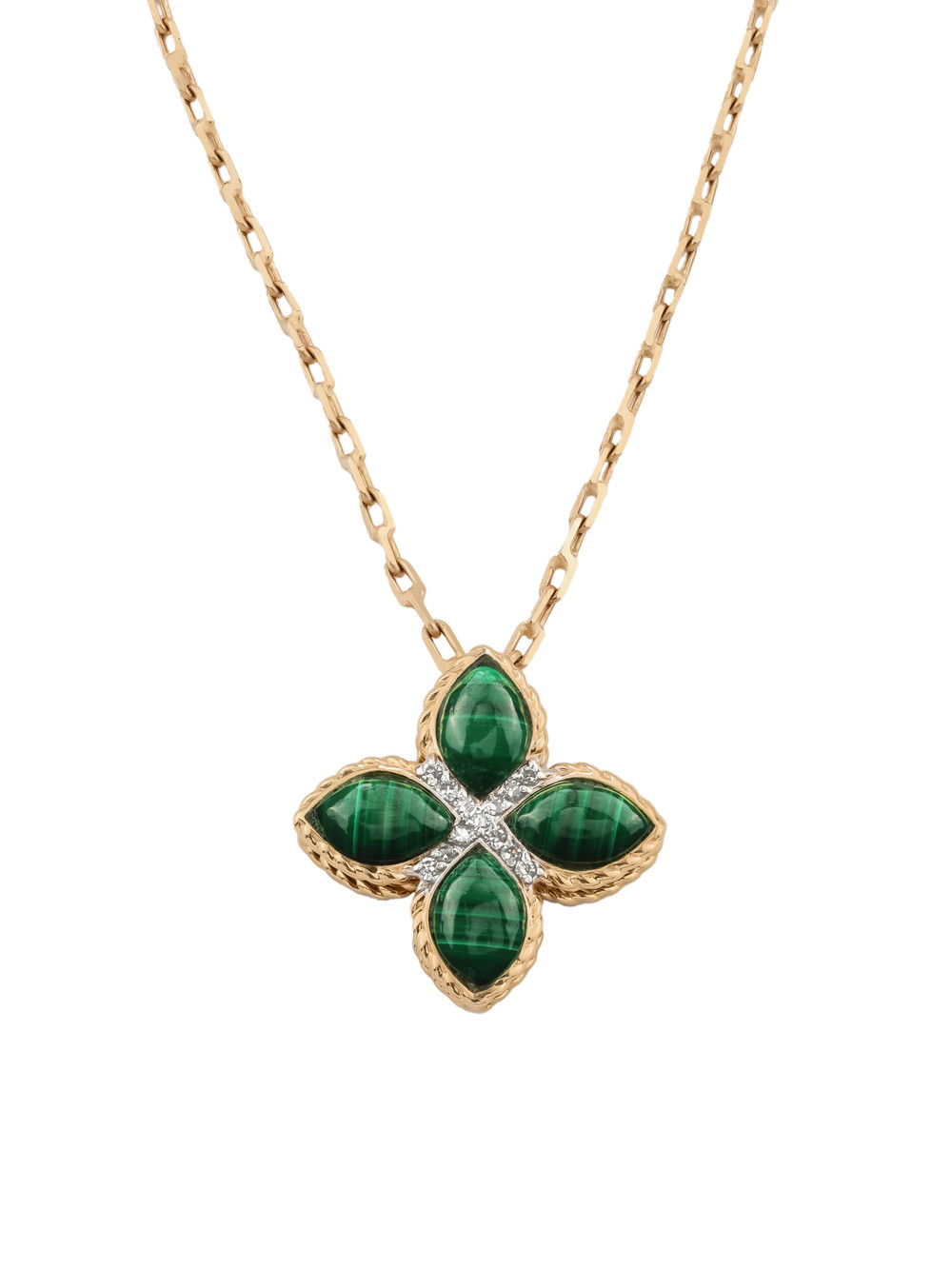 Колье из золота c бриллиантами и малахитом