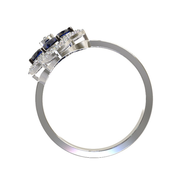 Кольцо из белого золота c бриллиантами и сапфиром