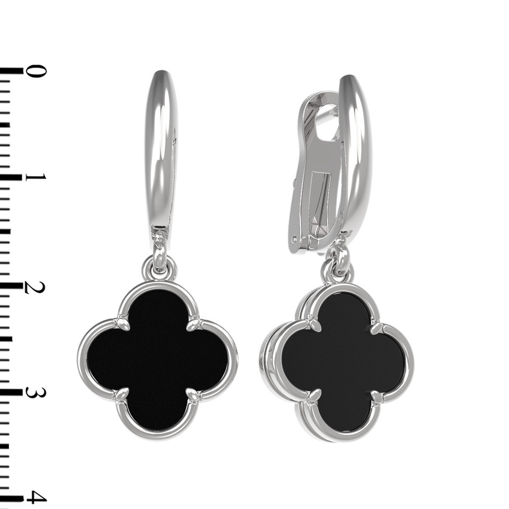 Серьги из белого золота c ониксом