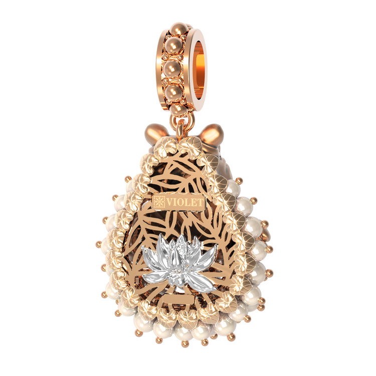 Подвеска из золота c эмалью и жемчугом