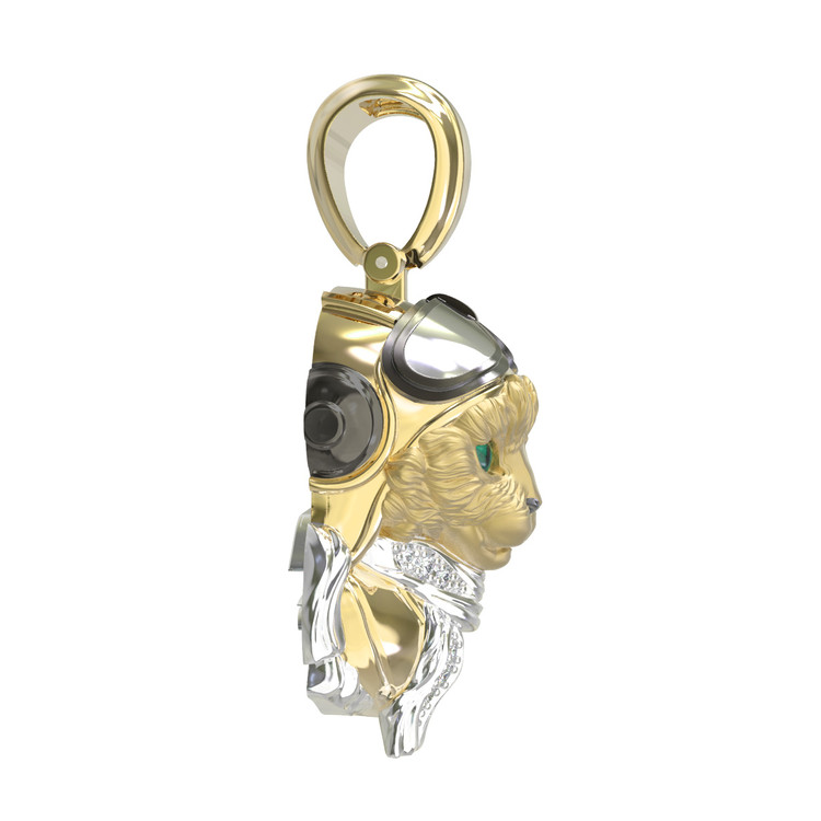 Подвеска из лимонного золота c эмалью, бриллиантами и рубином