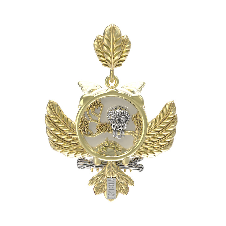 Подвеска из лимонного золота c эмалью и жемчугом