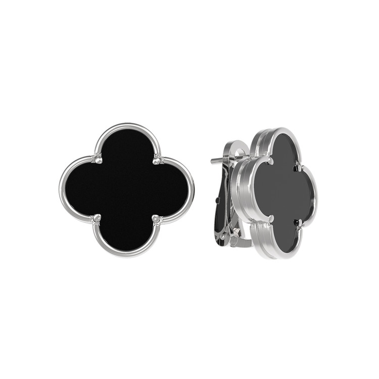 Серьги из белого золота c ониксом