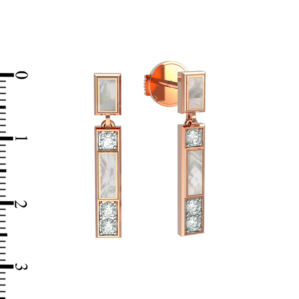 Серьги из золота c бриллиантами и перламутром