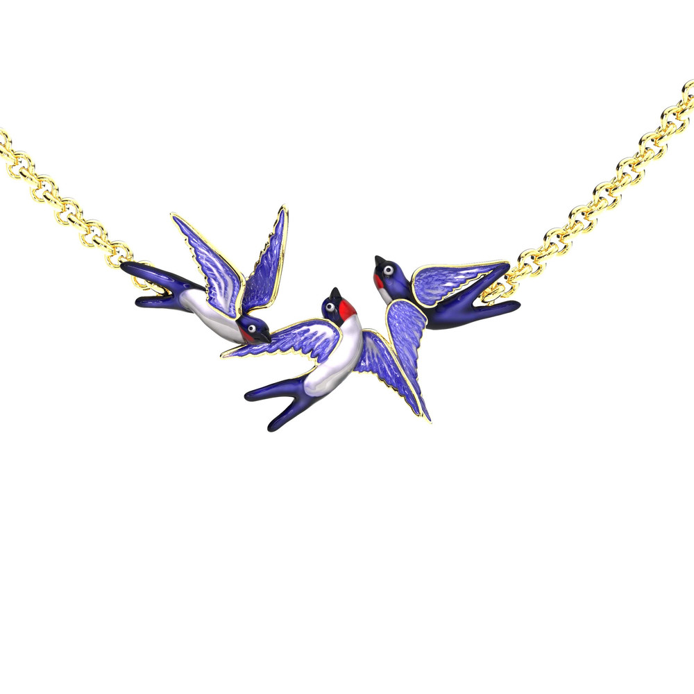 Колье из лимонного золота c эмалью