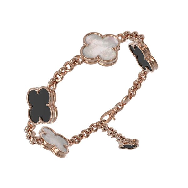 Браслет из золота c ониксом и перламутром