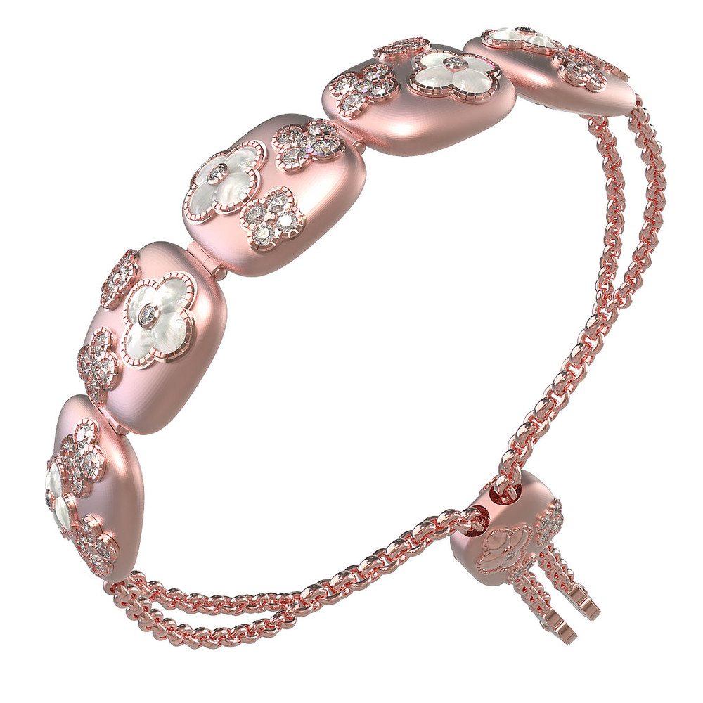 Браслет из розового золота c бриллиантами и перламутром