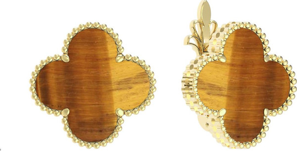 Серьги из лимонного золота c тигровым глазом