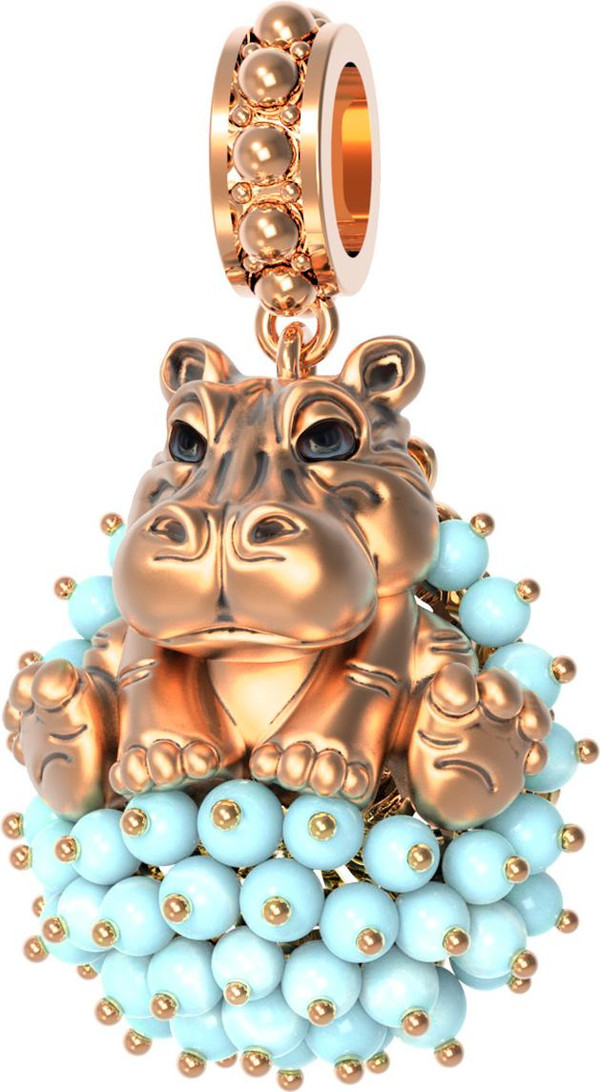 Подвеска из золота c эмалью и бирюзой