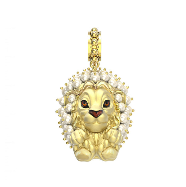 Подвеска из лимонного золота c эмалью и жемчугом