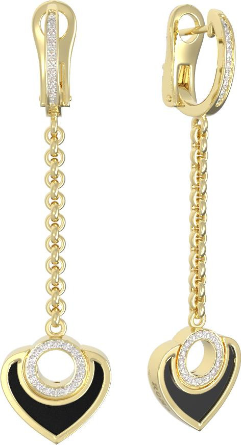 Серьги из лимонного золота c бриллиантами и ониксом