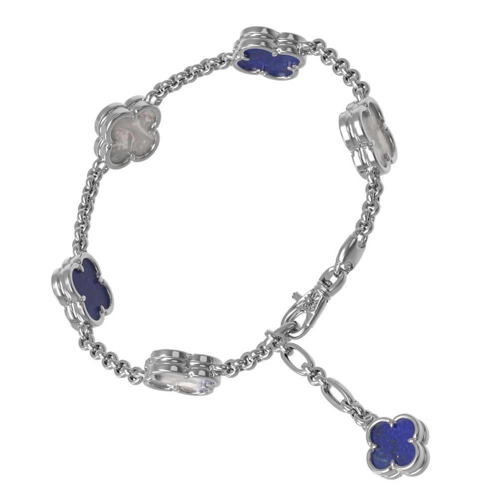 Браслет из белого золота c лазуритом и перламутром